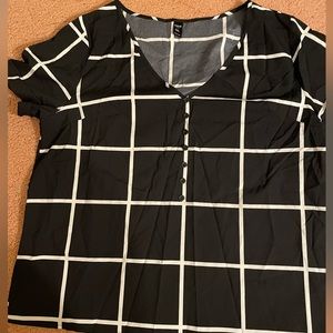 SHEIN V-Neck Button Up Work Shirt